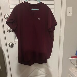 Figs maternity Burgundy Scrub Top